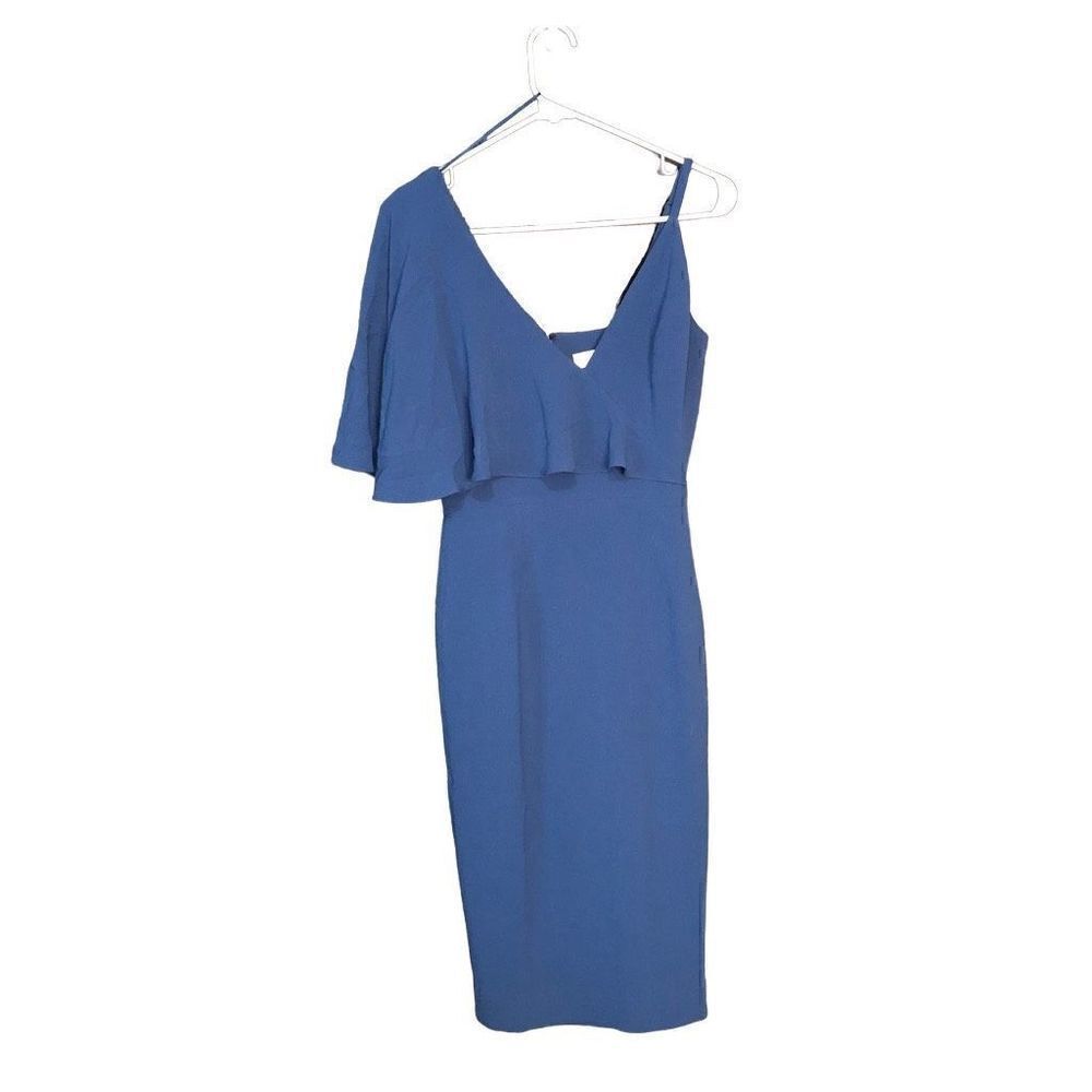 Dress the Population Dress Womens S Beth Flutter Sleeve Graphite Blue